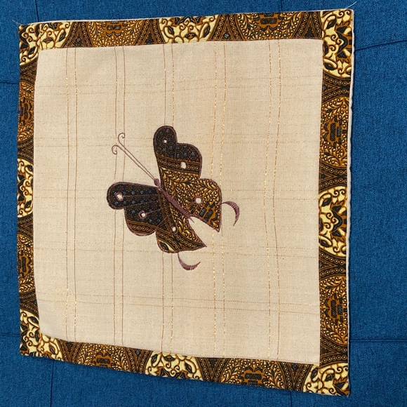 Vintage 70s Butterfly Pillow Shams Set of 3 handmade - Picture 2 of 2